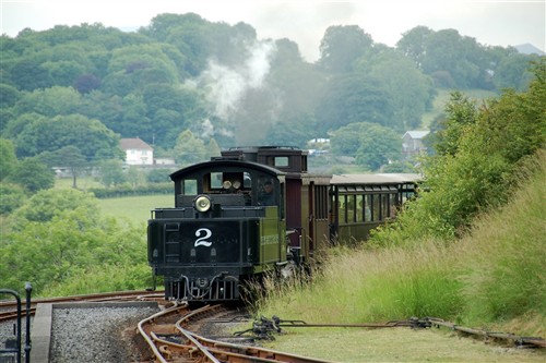 A photo of a train on Brecon Mountain Railway 