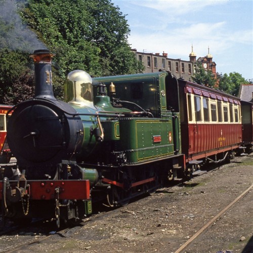 A photo of a train at the Isle of Man Steam Railway 