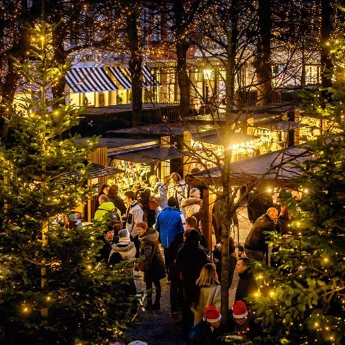 A photo overlooking Bruge christmas market